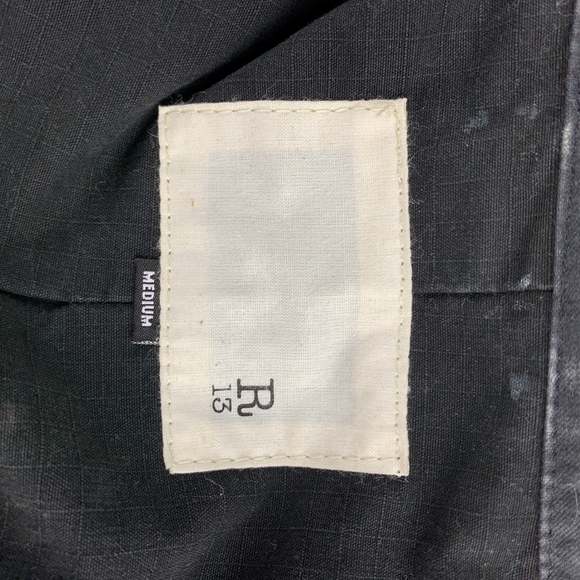 R13 Gray Distressed Cotton Destroyed Military Hooded Jacket - Picture 7 of 7